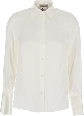 Semicouture White Shirt With Classic Collar In Silk Woman