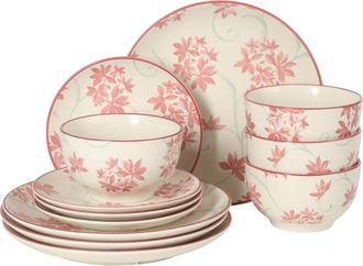 Gibson Home Admiral Hall 12-Piece Matte Stoneware Dinnerware Set in Pink at Nordstrom