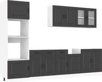 vidaXL Vidaxl - Mueble De Cocina Kalmar Negra 7 Piezas Madera Contrachapada