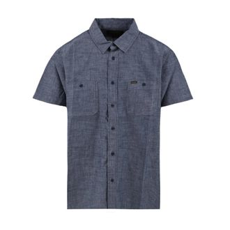 Filson Kortmouw Chambray Shirt met Borduursel - Heren - Korte mouwen Overhemden - Blauw - L - Katoen - Overhemden