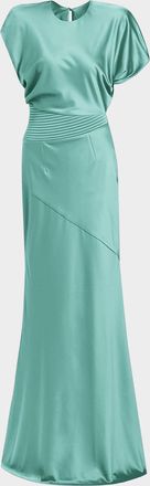 Zhivago Bond Draped Stretch Satin Mermaid Gown