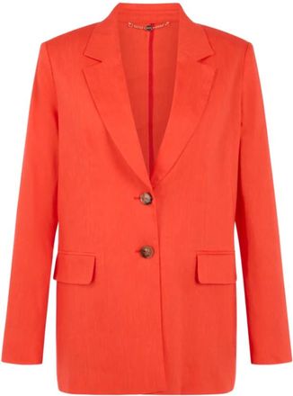 Marc Cain Lange Blazer - Dames - Blazers - Rood - 2XL - Linnen - Jassen