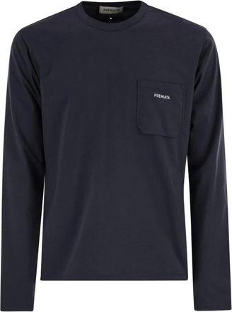 Premiata T-shirt met lange mouwen en zak - Heren - Longsleeves - Blauw - L - Katoen - Tops
