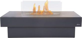 Purline Purline - Chimenea De Etanol De Suelo En Acero Negro Y Quemador Central