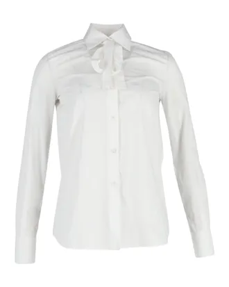 Mario Valentino Valentino Neck Bow Shirt in White Cotton