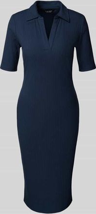 Lauren Ralph Lauren Knielanges Kleid in Ripp-Optik Modell Vazarel in Dunkelblau, Größe XXL