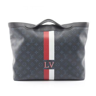 Louis Vuitton Black Multi-Color Navy Coated Canvas Leather Tote Bag (Pre-Owned)