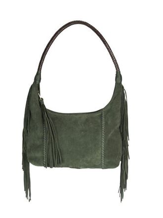 Carlos Falchi Fringe Suede Hobo Bag in Olive at Nordstrom