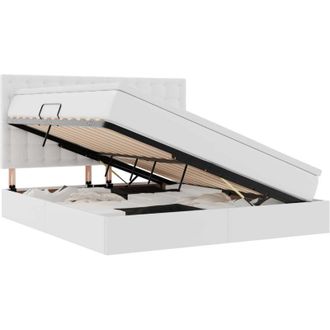 vidaXL Storage Bed with Mattress Pure White 180 x 200 cm Faux Leather vidaXL