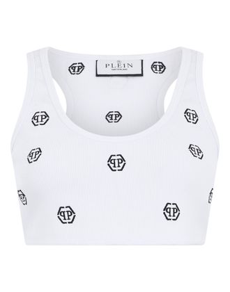 Philipp Plein Ribbed Mini Tank Top Monogram Monogram