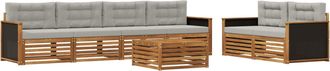 vidaXL Conjunto De Sof&aacute;s De Exterior 7 Uds. Natural Y Gris Claro Vidaxl
