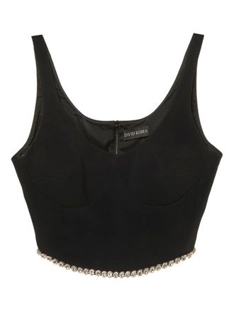 DAVID KOMA crystal-embellishment sleeveless top - Black