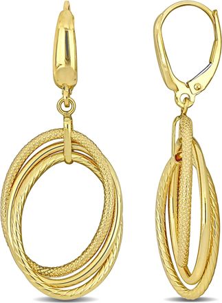 Mimi & Max Open Triple Oval Hanging Earrings on Leverback in 10K Yellow Gold