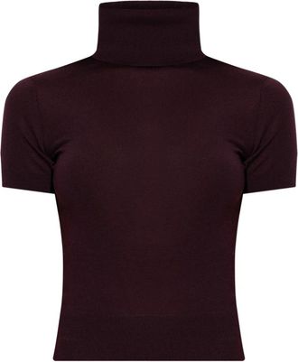 Dsquared2 Wol trui met korte mouwen - Dames - Coltruien - Rood - M - Wol - Truien & Vesten