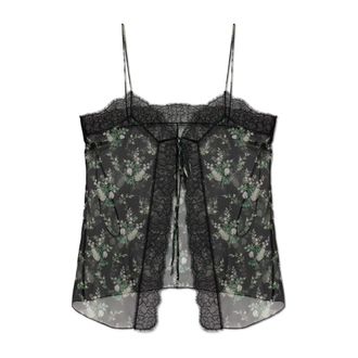 Dolce & Gabbana Sleeveless Tops, female, Black, Size: XS Silk Top with Floral Motif