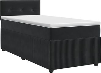 vidaXL Cama Box Spring Con Colch&oacute;n Negro 100 X 200 Cm Terciopelo Vidaxl