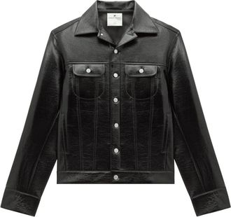 Courrèges vynil trucker jacket - men - Elastane/Polyurethane/Cotton - S - Black