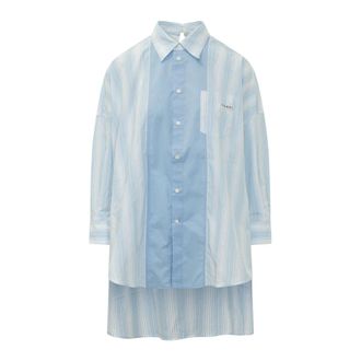 Marni Shirts, female, Blue, Size: XS Striped Panel Shirt