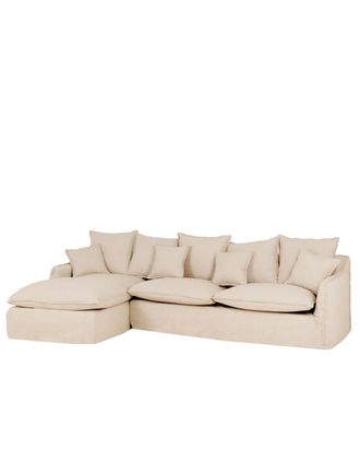 Deco Wood Sof&aacute; con chaise longue izquierdo desenfundable beige 4/5 plazas