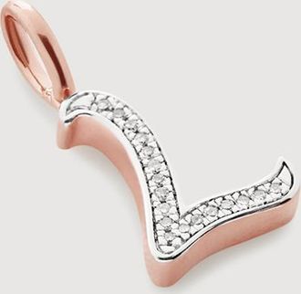 Monica Vinader Rose Gold Alphabet L Diamond Pendant Charm Diamond