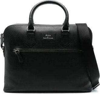 Polo Ralph Lauren Messenger Computertas - Heren - Tassen - Zwart - Maat: ONE Size Leer
