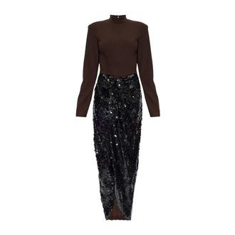 Rotate Abito con orlo di paillettes - - Dresses - Donna - Marrone - M