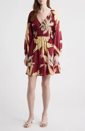 Rails Krina Floral Ruched Dress in Red Palma at Nordstrom, Size Xx-Small