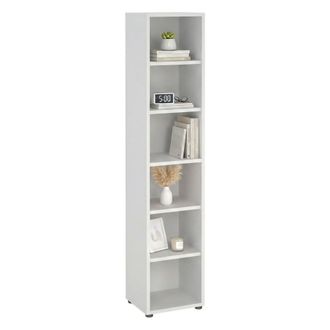 Dmora Dmora - Estante Para Libros Sylvaine, Estante De Oficina, Porta Libros M&oacute;vil, Biblioteca, 47x40 H222 Cm, Blanco