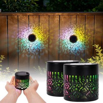 OEM L&aacute;mpara Solar 4 Piezas, Iluminaci&oacute;n Solar Luces Solares Mandala, 7 Led Cambian + Blanco C&aacute;lido, 8,5 X 8,5 X 8,5 Cm, Resistente L&aacute;mpara Solar