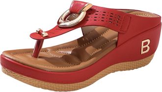 Generic Summer Women Sandals Womens Europe And The States Foreign Trade Metal Buckle Thick Bottom Flip Flops Female Summer New External Slope With Beach Drag 