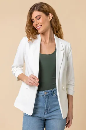 Roman Ruched 3/4 Sleeve Blazer Jacket