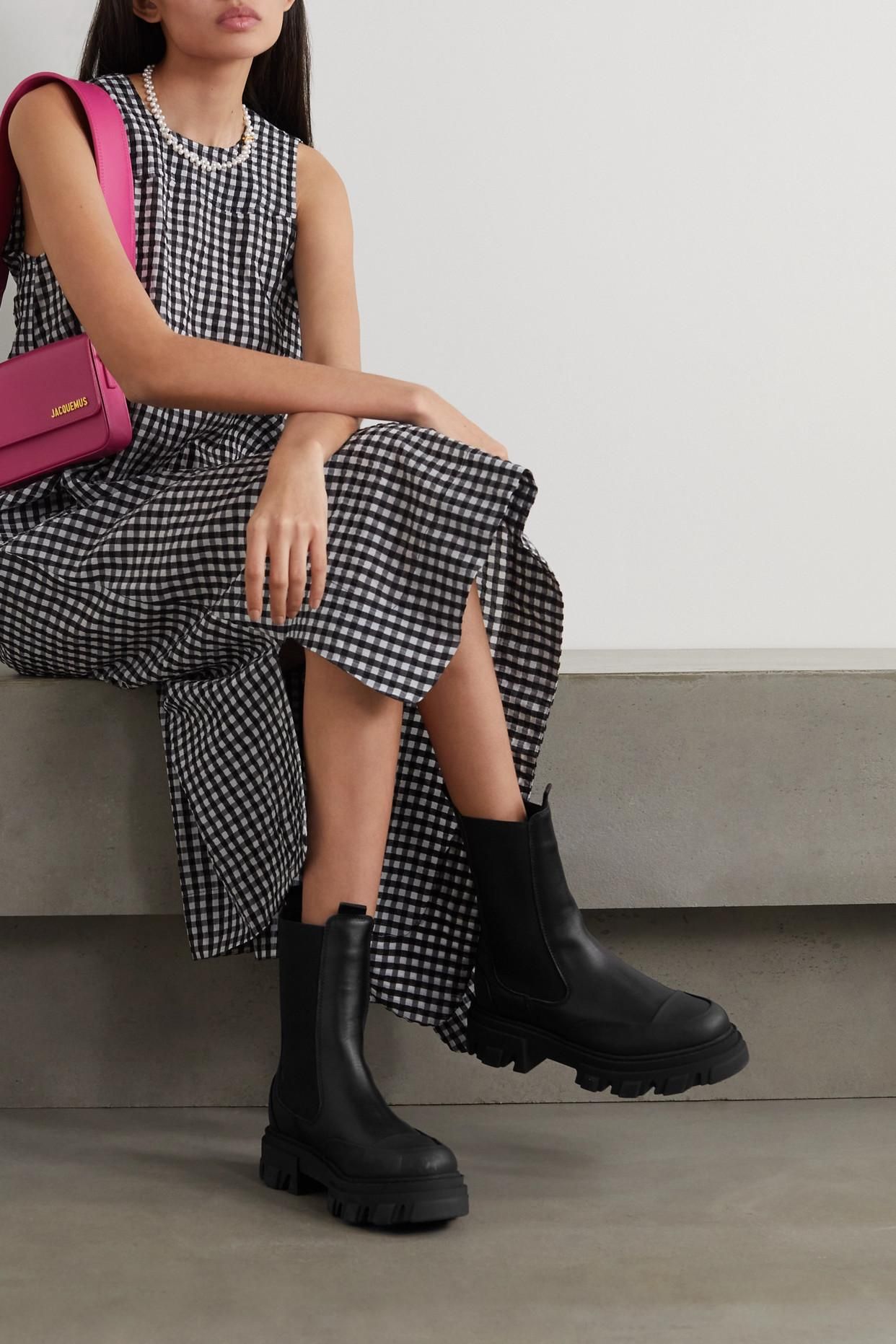【関税込み】Chelsea Biker Ankle Boots - Ganni - Leather - Bl Ganni Chelsea Biker Ankle Boots - Leather - Black Black