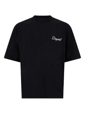 Dsquared2 Black Short-Sleeve Embroidered Logo T-Shirt