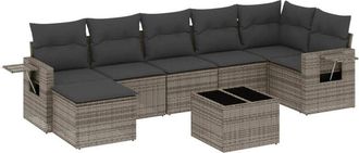 vidaXL Vidaxl - Set De Sof&aacute;s De Jard&iacute;n 8 Pzas Y Cojines Rat&aacute;n Sint&eacute;tico Gris