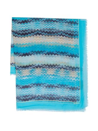 Missoni Sjaal met zigzagprint - Blauw