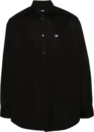 Off-white Zwart Poplin Logo Shirt - Heren - Casual Overhemden - Zwart - S - Katoen - Overhemden