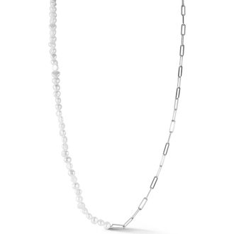 Glaze Jewelry Pearl Paper Clip Necklace in Silver at Nordstrom