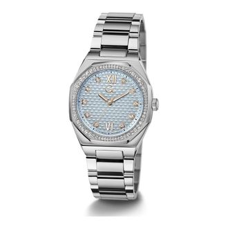 Guess Collection GC Dameshorloge Armband Coussin Sleek Mid Size 34mm Zilver Blauw Z25003L7Mf - Dames - Horloges - Grijs - ONE Size - Accessoires