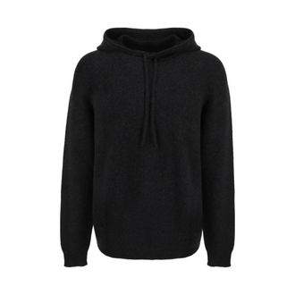 Roberto Collina Hoodies & sweatvesten, Heren, Zwart, XL, Wol, Merino Wollen Hoodie Trui