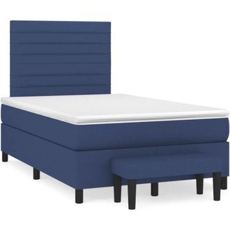 vidaXL Cama Box Spring Con Colch&oacute;n Tela Azul 120x190 Cm Vidaxl