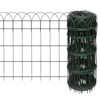 Berkfield Home Garden Border Fence Powder-coated Iron 25x0.65 m in Green