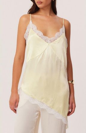 SNDYS Toni Lace Trim Asymmetric Camisole in Sour Lemon at Nordstrom, Size X-Large