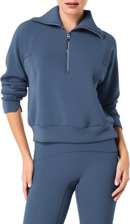 Spanx AirEssentials Half Zip Sweatshirt in Sea at Nordstrom, Size X-Large