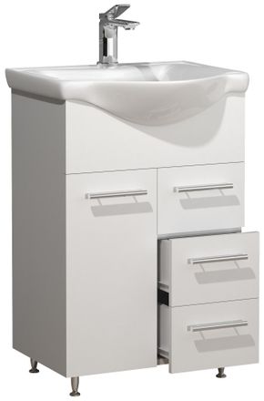ebuy24 Ebuy24 - Vcm 2 Piezas Lavabo Lavabo Gabinete Inferior 55 Cm Juego De Muebles De Ba&ntilde;o Con Lavabo Cajones Pr&aacute;cticos Lisalo L (blanco)