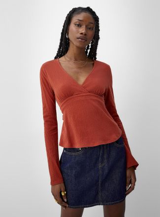 Icone Womens Crinkled cotton cinched waist T-shirt