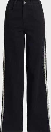 Generation Love Erika Crystal-Embellished High-Rise Wide-Leg Jeans