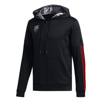 adidas Zipper Basketball Sports Hooded Jacket Black FH7733