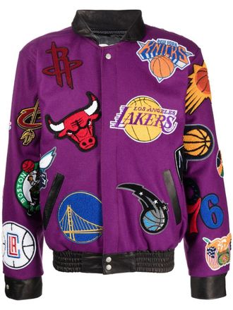 Jeff Hamilton Los Angeles Lakers patch bomber jacket - Purple