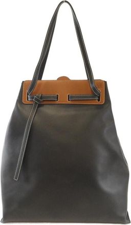 Loewe Black Dark Brown Leather Tote Bag (Pre-Owned)