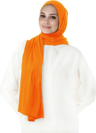 Lina & Lily Pre-sewn Instant Slip-on Modal Jersey Hijab Head Scarf Wrap for Muslim Women (Orange)